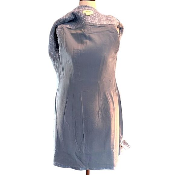 NWOT Maeve by ANTHROPOLOGIE Button Shirt Dress Tweed Light Blue Lined 2 Petite - Picture 11 of 12